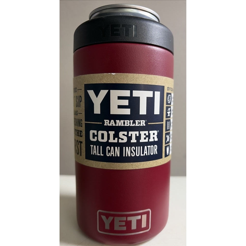 Genuine YETI Rambler COLSTER TALL 16 oz Can Insulator Cup Coozie - HARVEST RED